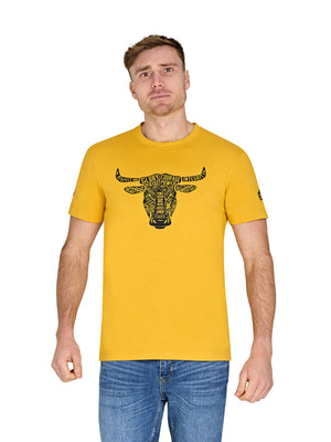 Young Farmers Word Bull Head T-Shirt - Yellow