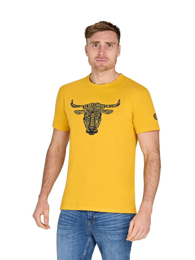 Young Farmers Word Bull Head T-Shirt - Yellow