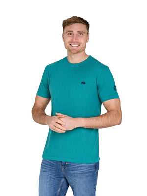 Young Farmers Bull Horns Back Print T-Shirt - Teal