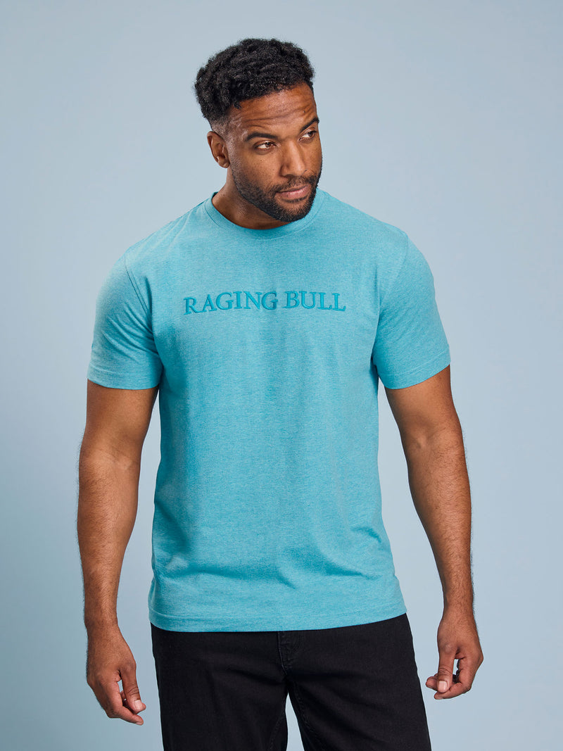 Raging Bull Tonal Embroidery T-Shirt - Light Blue