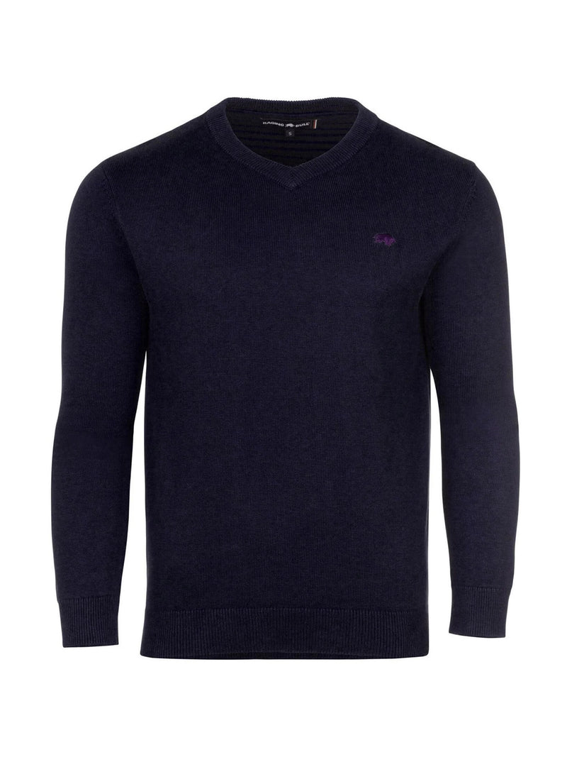 Classic V Neck Knit - Navy