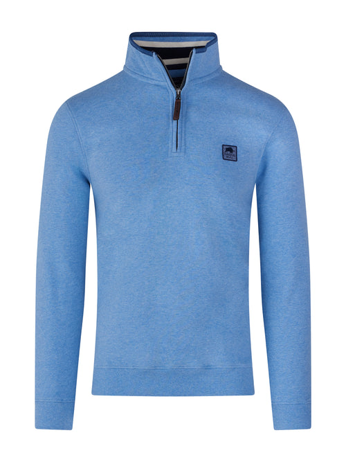 Badge Quarter Zip Sweat - Sky Blue